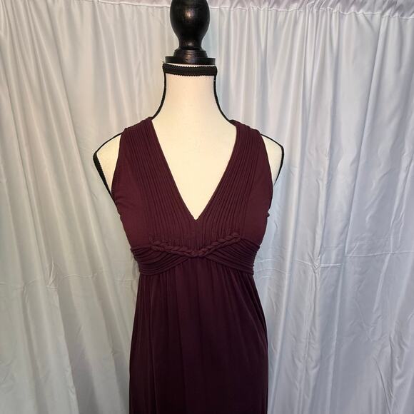 Max Studio Sleeveless Maxi Dress Small Burgundy Braided Empire Waist - Picture 7 of 7